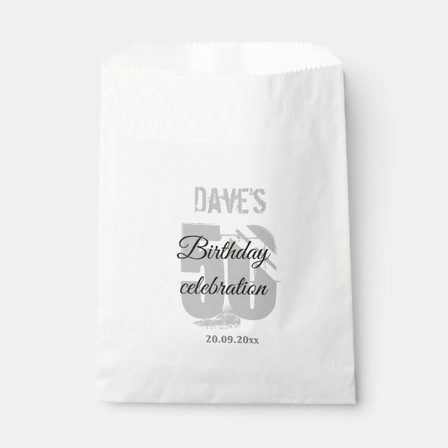 White Personalised 50th Any Age Birthday Party Favour Bags (Front)