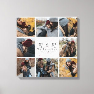 White Personalised 8 Photo Collage Mother Family Canvas Print
