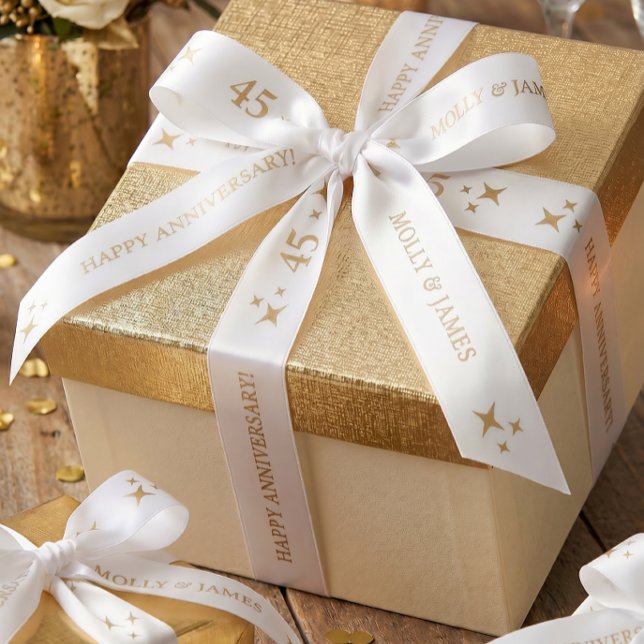 White Personalised Anniversary Gift Satin Ribbon (Creator Uploaded)