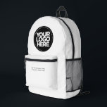 White | Personalised Corporate Logo and Text Printed Backpack<br><div class="desc">Simple Minimalist White | Personalised Corporate Logo and Text Modern Business Printed Backpack</div>