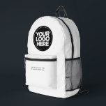 White | Personalised Corporate Logo and Text Printed Backpack<br><div class="desc">Simple Minimalist White | Personalised Corporate Logo and Text Modern Business Printed Backpack</div>