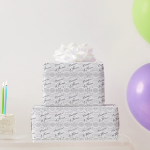 White Personalised Faux-Lace Wrapping Paper