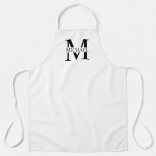 White Personalised Monogram and Name Apron