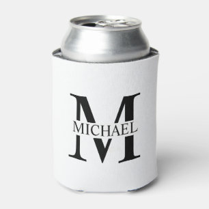 White Personalised Monogram and Name Can Cooler