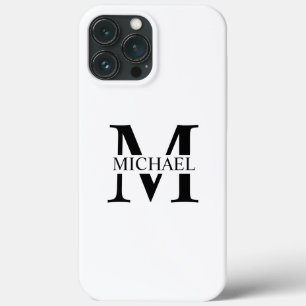 White Personalised Monogram and Name iPhone 13 Pro Max Case
