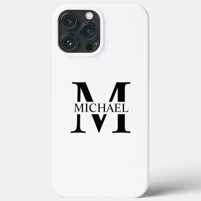 White Personalised Monogram and Name Case-Mate iPhone Case (Back)