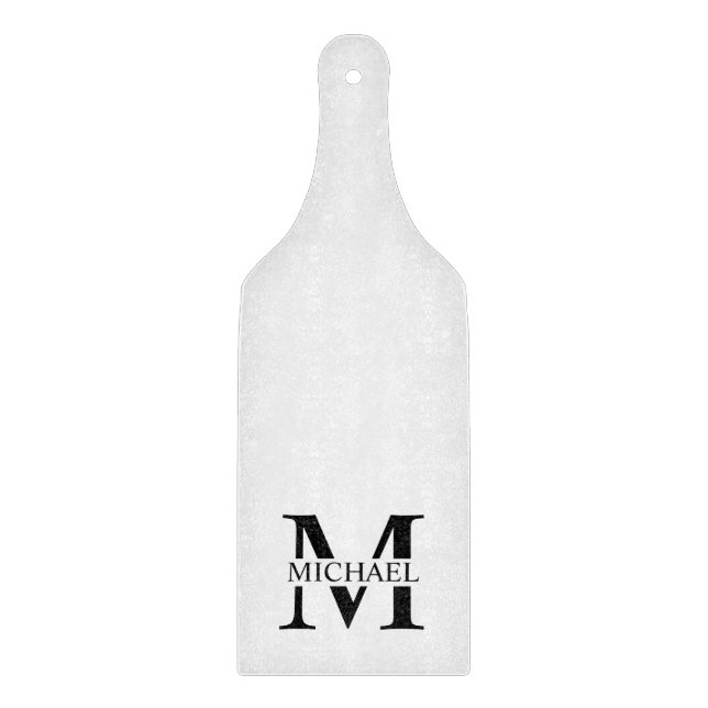 White Personalised Monogram and Name Cutting Board (Front)