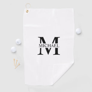 White Personalised Monogram and Name Golf Towel