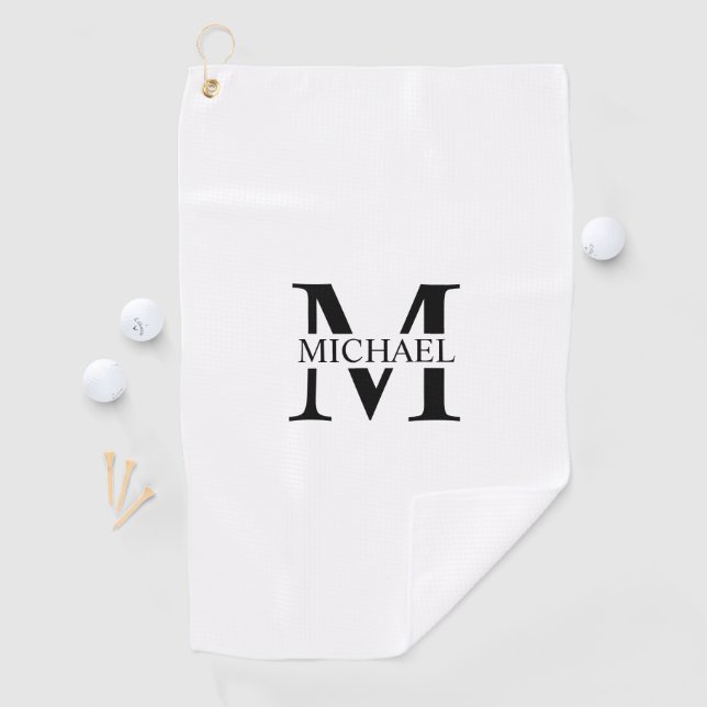White Personalised Monogram and Name Golf Towel (InSitu)