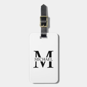 White Personalised Monogram and Name Luggage Tag