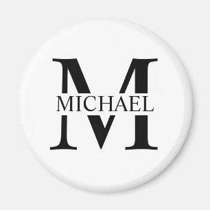 White Personalised Monogram and Name Magnet