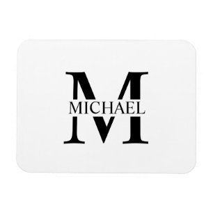 White Personalised Monogram and Name Magnet