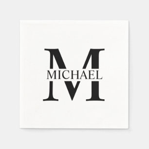 White Personalised Monogram and Name Napkin