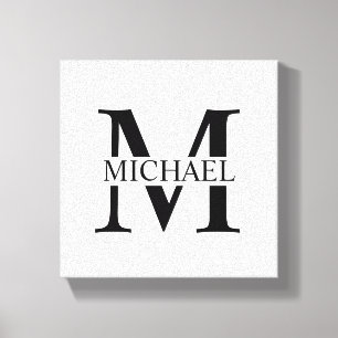 White Personalized Monogram and Name Canvas Print