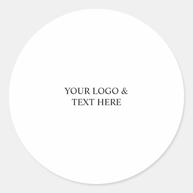 White Personalized – Your Logo & Text Here Classic Round Sticker (Front)