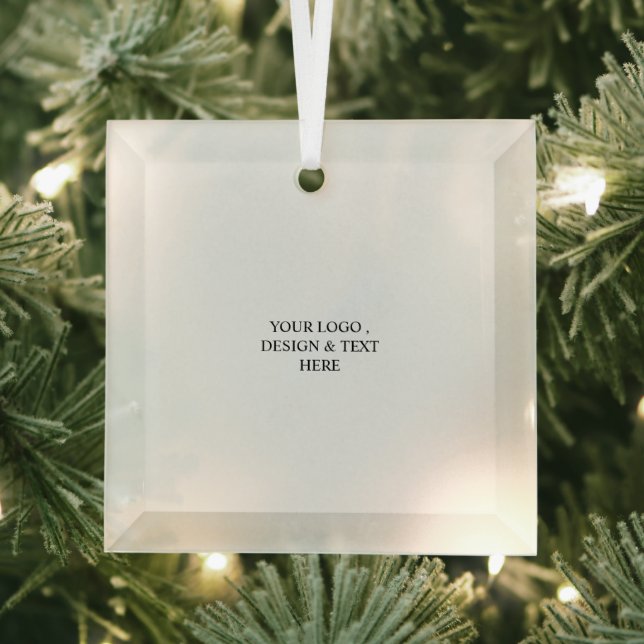 White Personalized – Your Logo & Text Here Glass Tree Decoration (Insitu)
