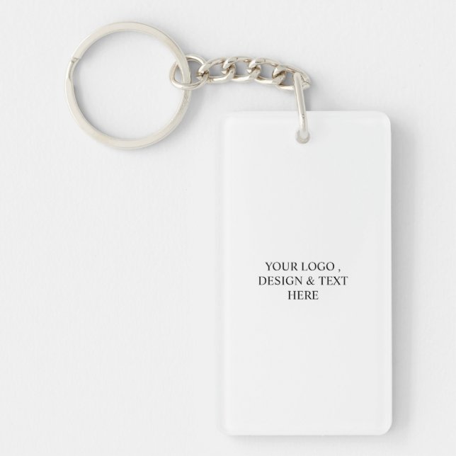 White Personalized – Your Logo & Text Here Key Ring (Front)
