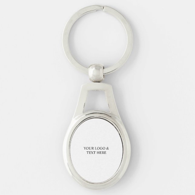 White Personalized – Your Logo & Text Here Key Ring (Front)