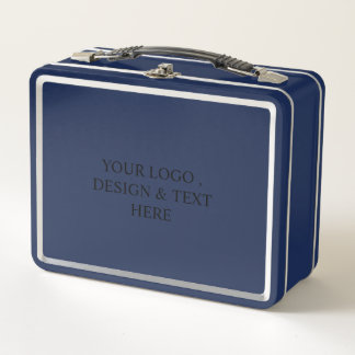 White Personalized – Your Logo & Text Here Metal Lunch Box