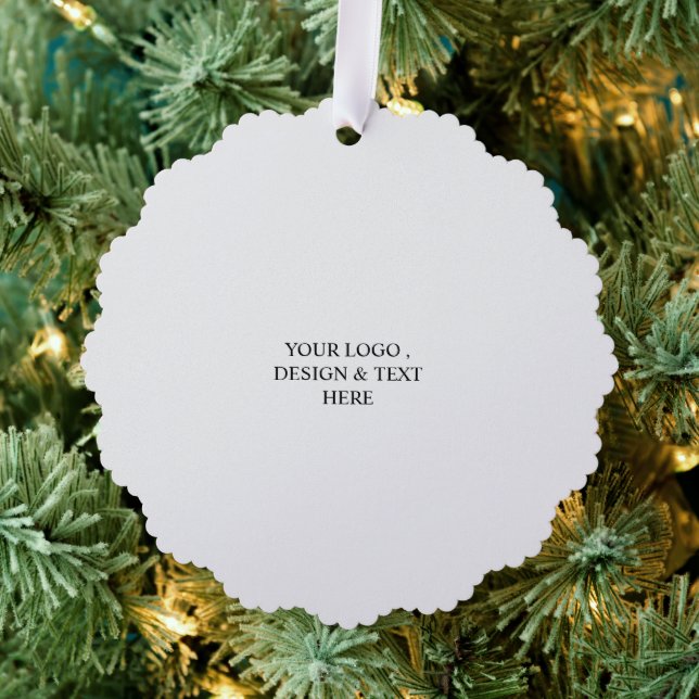 White Personalized – Your Logo & Text Here Tree Decoration Card (Insitu (Tree))