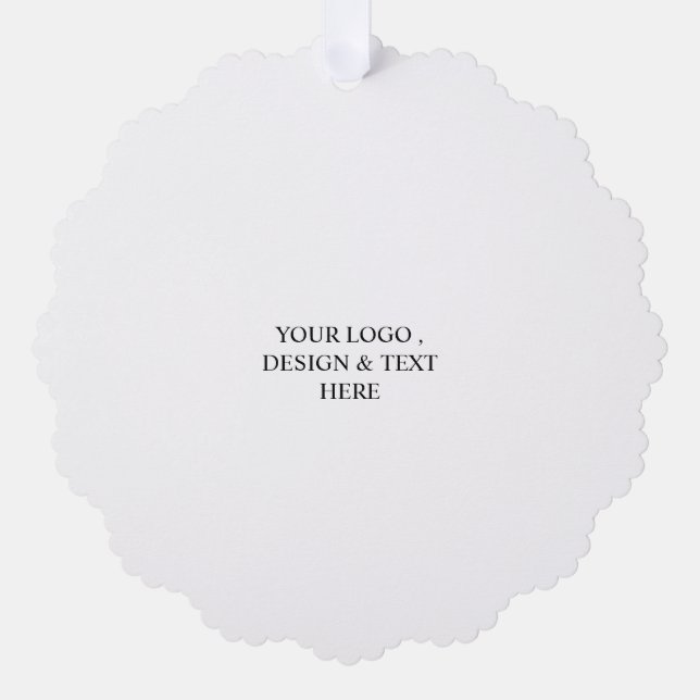 White Personalized – Your Logo & Text Here Tree Decoration Card (Front)