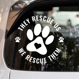White Pet Lover We Rescue Them Car Window Decal