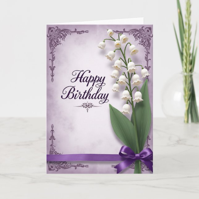 White Petal Birthday Card (Front)