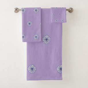 White Petals Lavender Gift Home Decor Bath Towel Set