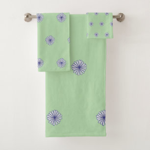 White Petals Mint Green Gift Home Decor  Bath Towel Set