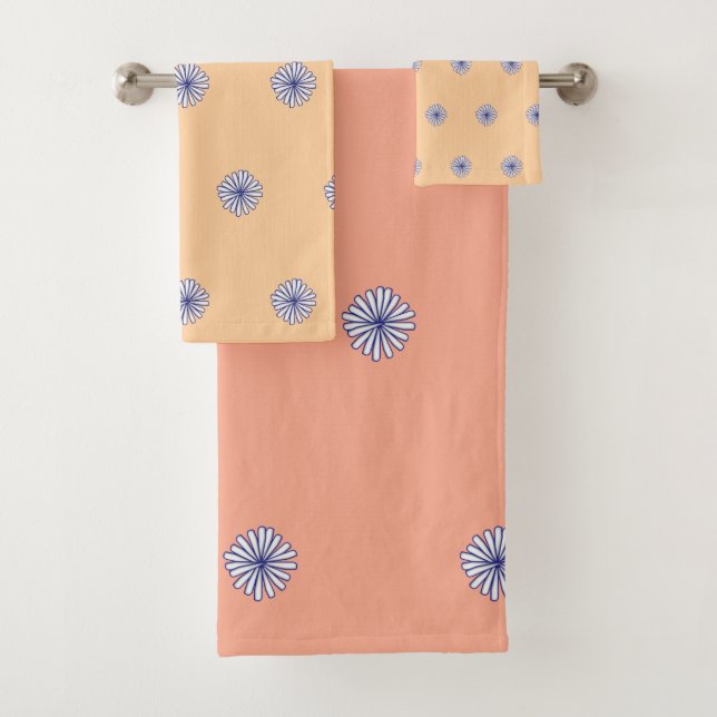 White Petals Peach Combo Gift Home Decor  Bath Towel Set (Insitu)