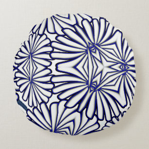 White Petals Repeat Home Decor  Round Cushion