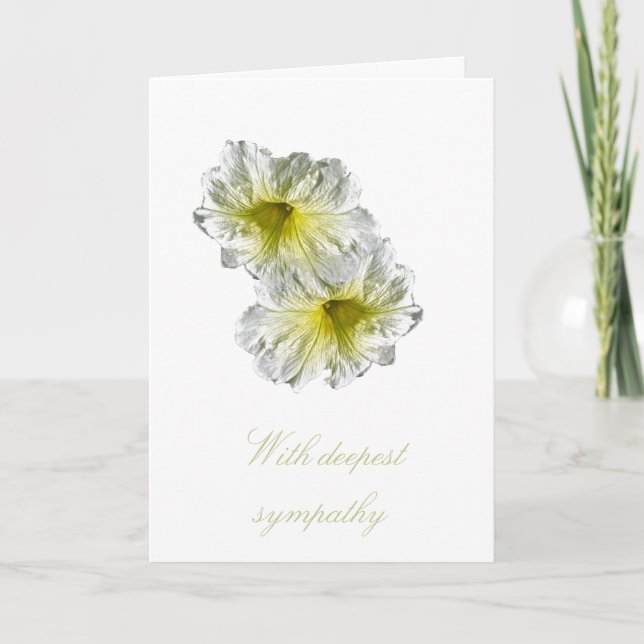 White Petunia Sympathy Card (Front)
