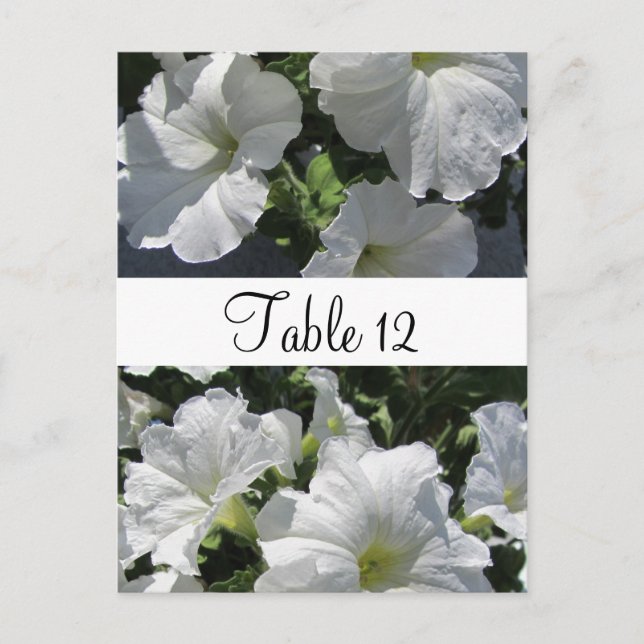 White Petunias Table Seating Card (Front)