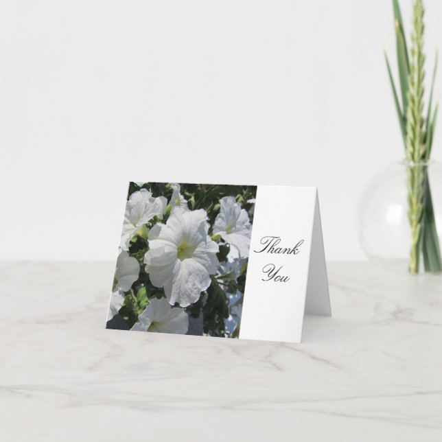 White Petunias Thank You Card (Front)