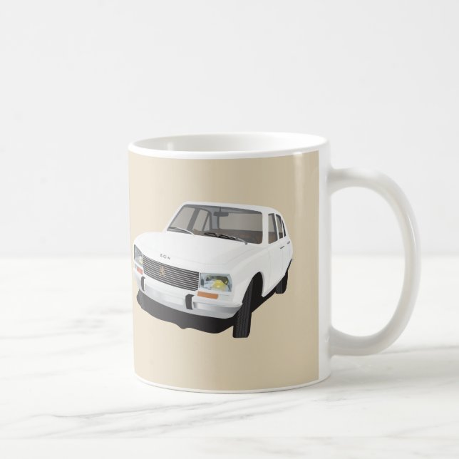 White Peugeot 504 - 2 images - Coffee Mug (Right)