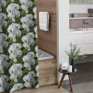 White Phalaenopsis Orchids Floral Pattern Shower C Curtain