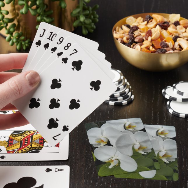 White Phalaenopsis Orchids Floral Playing Cards (In Situ)