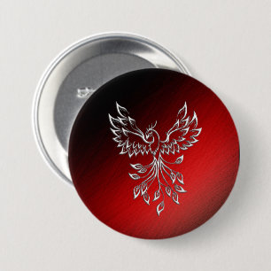White Phoenix Rises Red n Black Ashes 7.5 Cm Round Badge