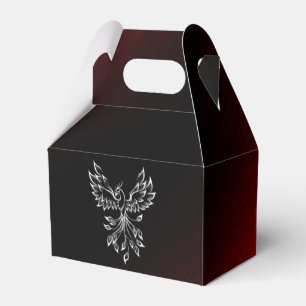 White Phoenix Rises Red n Black Ashes Favour Box