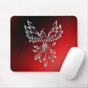 White Phoenix Rises Red n Black Ashes Mouse Mat