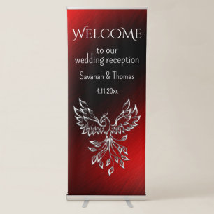 White Phoenix Rises Red n Black Ashes Retractable Banner