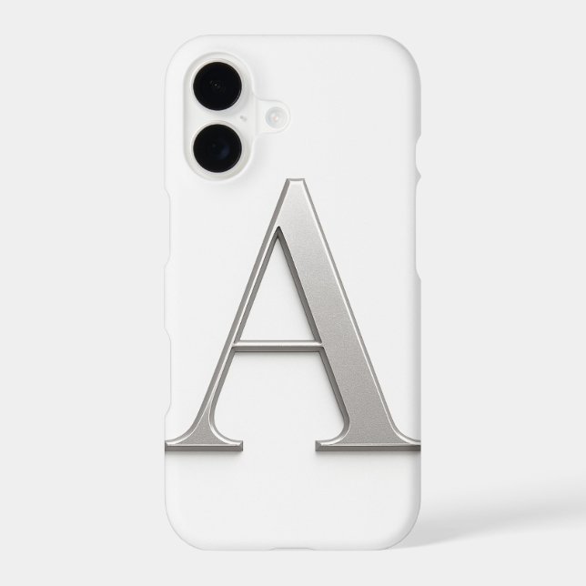 White Phone Case with Silver Letter Trendy (Back)