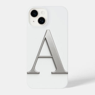 White Phone Case with Silver Letter Trendy