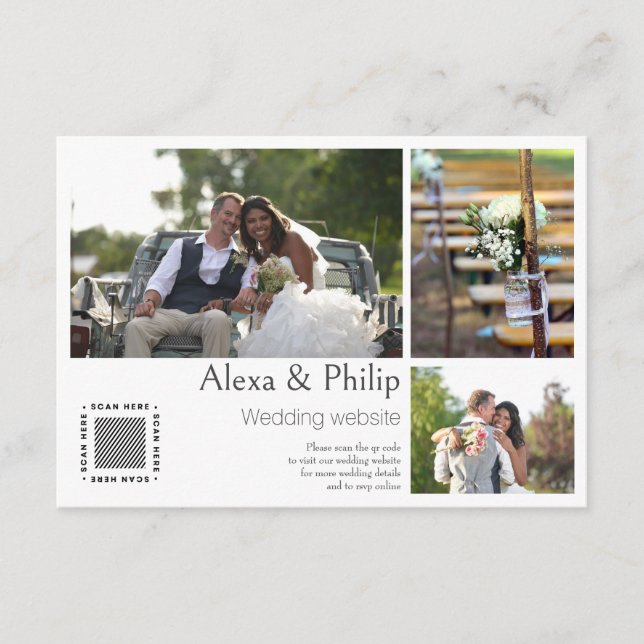 White Photo Collage Wedding Enclosure Cards (Front)