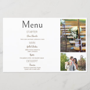 White Photo Collage Wedding menu