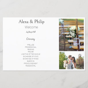 White Photo Collage Wedding program