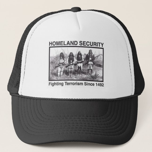 White Photo Indian Homeland Security Trucker Hat (Front)