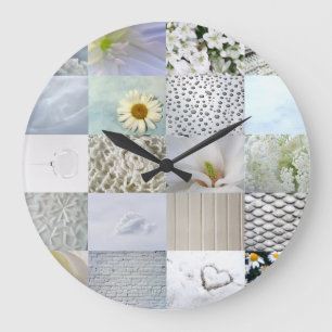 White photography collage large clock