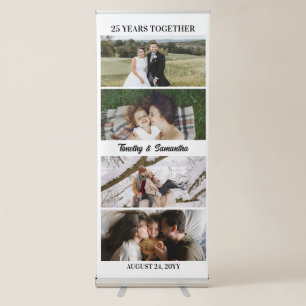 White Photos 25 Years Together Wedding Anniversary Retractable Banner