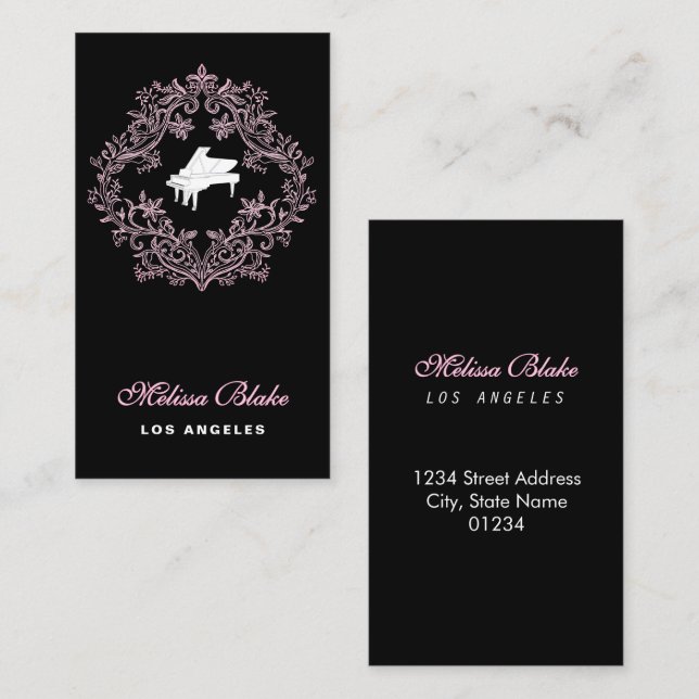 white piano business card (Front/Back)